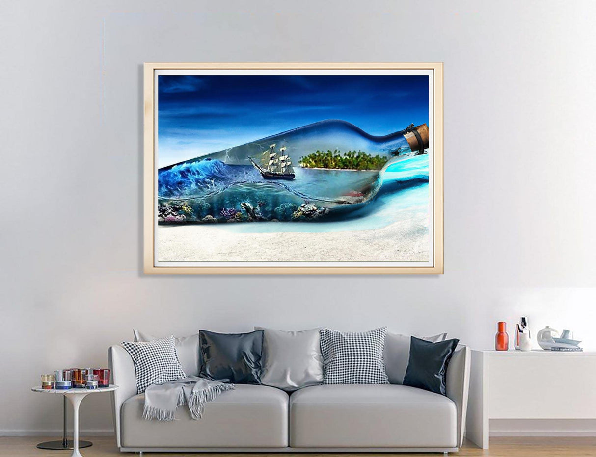 Diymood DIY 5D Diamond Painting Kits for Adults Bottle - Diamond Art Kits for Adults Seascape | Full Drill Round | Crystal Mosaic Picture | Beginner | Home Wall Decor | 16x20 Inch Diymood