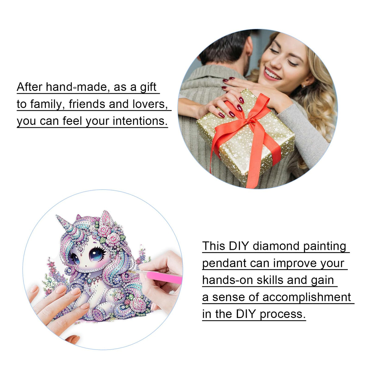 JISHSHAY Diamond Art Hanging Diamond Painting Sun Catchers Gem Art Table Wind Chimes Gem Painting Hanging Pendant Mosaic Kits for Adults Suncatchers Window Hangers with Special Drills Unicorn JISHSHAY