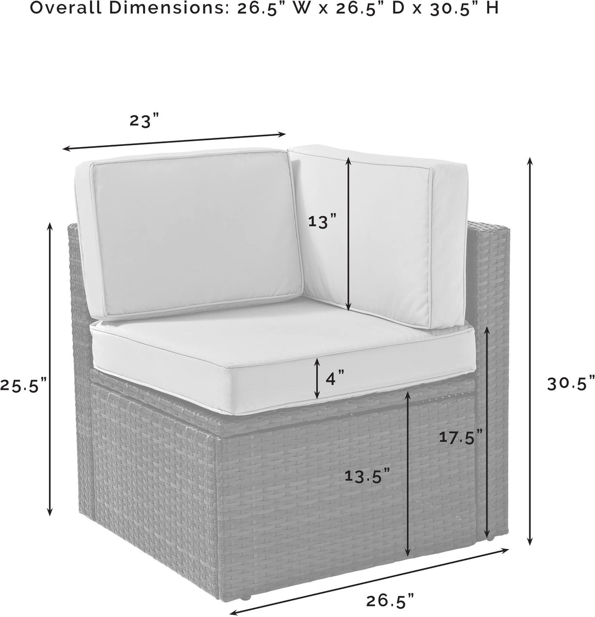 Crosley Furniture Palm Harbor Corner Outdoor Sectional Chair, Wicker Patio Chairs for Porch, Deck, Backyard, Brown with Sand Cushions Crosley Furniture