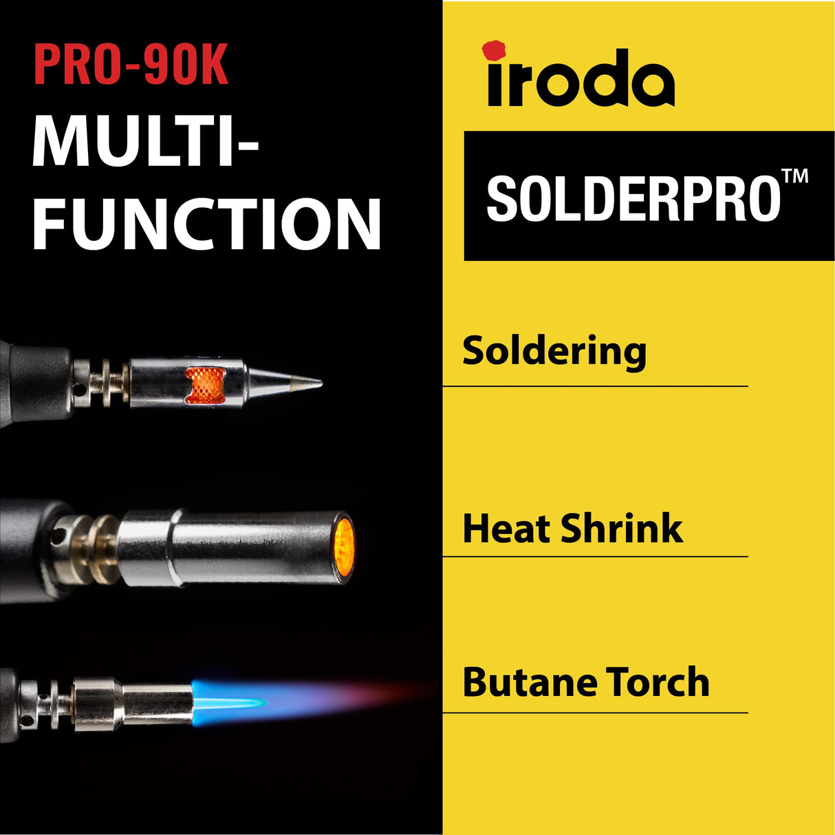 IRODA SOLDERPRO Butane Soldering Iron Kit Multi-Purpose 3-in-1 25-80W Pro Cordless Soldering Iron Box Set - Self-Igniting & Adjustable Flame, DIY Gift - Taiwan (90K) Iroda