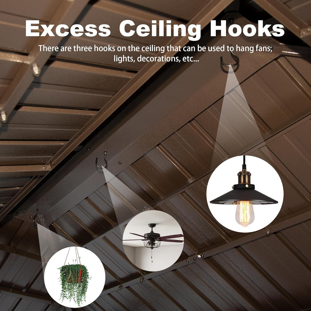 6x10FT Hardtop Grill Gazebo, Outdoor BBQ Gazebo with Double Galvanized Steel Roof, Patio Grill Canopy with 2 Storage Cabinets and Ceiling Hooks for Backyard, Lawn, Garden,Brown GFDGFD