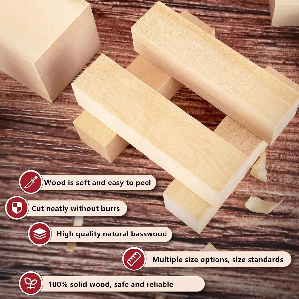 8PCS Basswood Carving Blocks, Unfinished Bass Wood Blocks for Carving Wood, Whittling Wood Carving Kit for Crafts goldhik