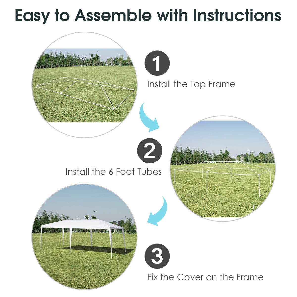 ARLIME Awning Tent, Outdoor Gazebo, Canopy with Sturdy Steel Frame, Easy Assembly Large Shelter for Sunshading, Lightweight and Easy Carriage Rain Shelter, Ideal for Patio, Party, and Commercial Use ARLIME