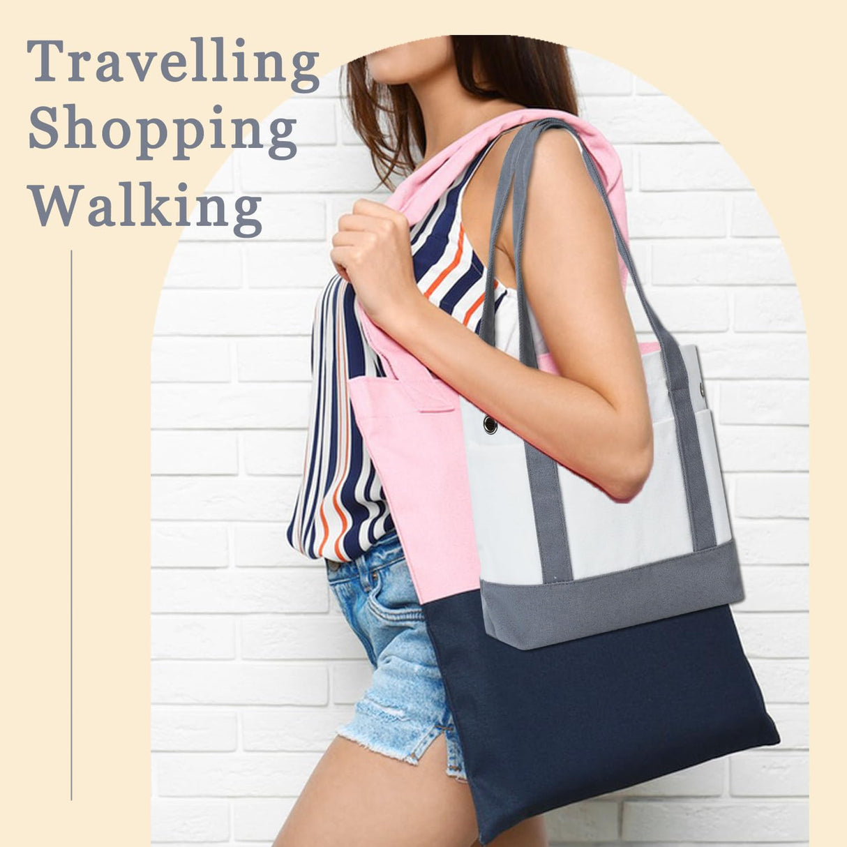 LeCorner Canvas Tote Yarn Bag Organizer, Lightweight Storage for Knitting, Portable Travel Bags and Totes, Crochet Accessories, Knitting Kit Holder LeCorner