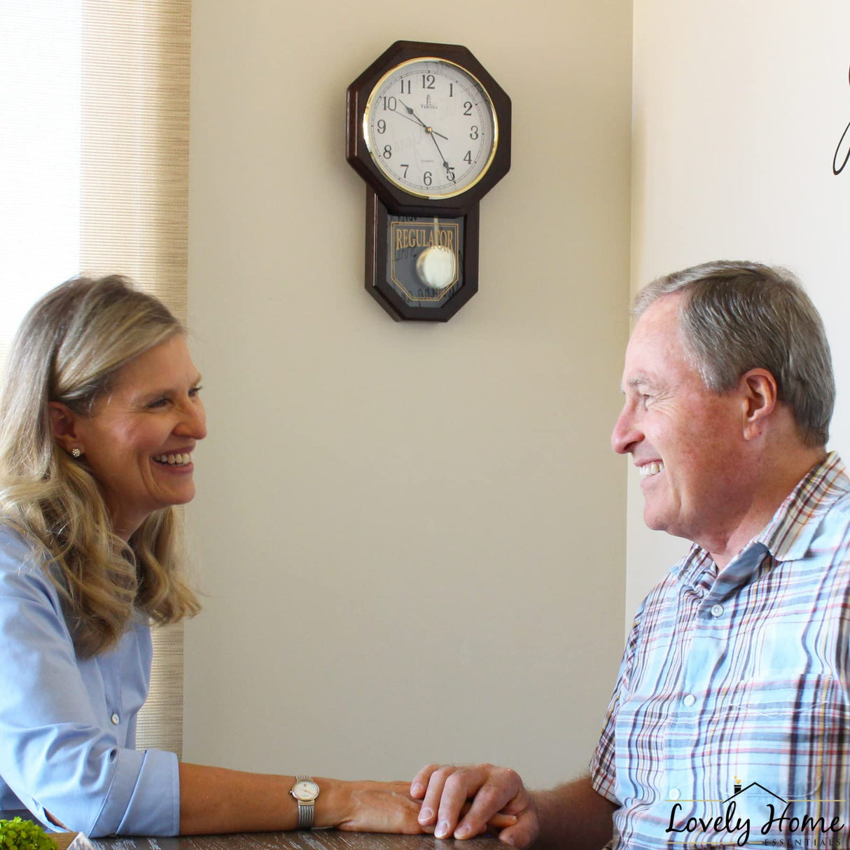 Pendulum Wall Clock - Real Wood Regulator Clock - Schoolhouse Design - Quiet, Non-Chiming, Wooden & Battery Operated - Decorative Wall Decor for Living Room, Home, Office 18x11 Lovely Home Essentials