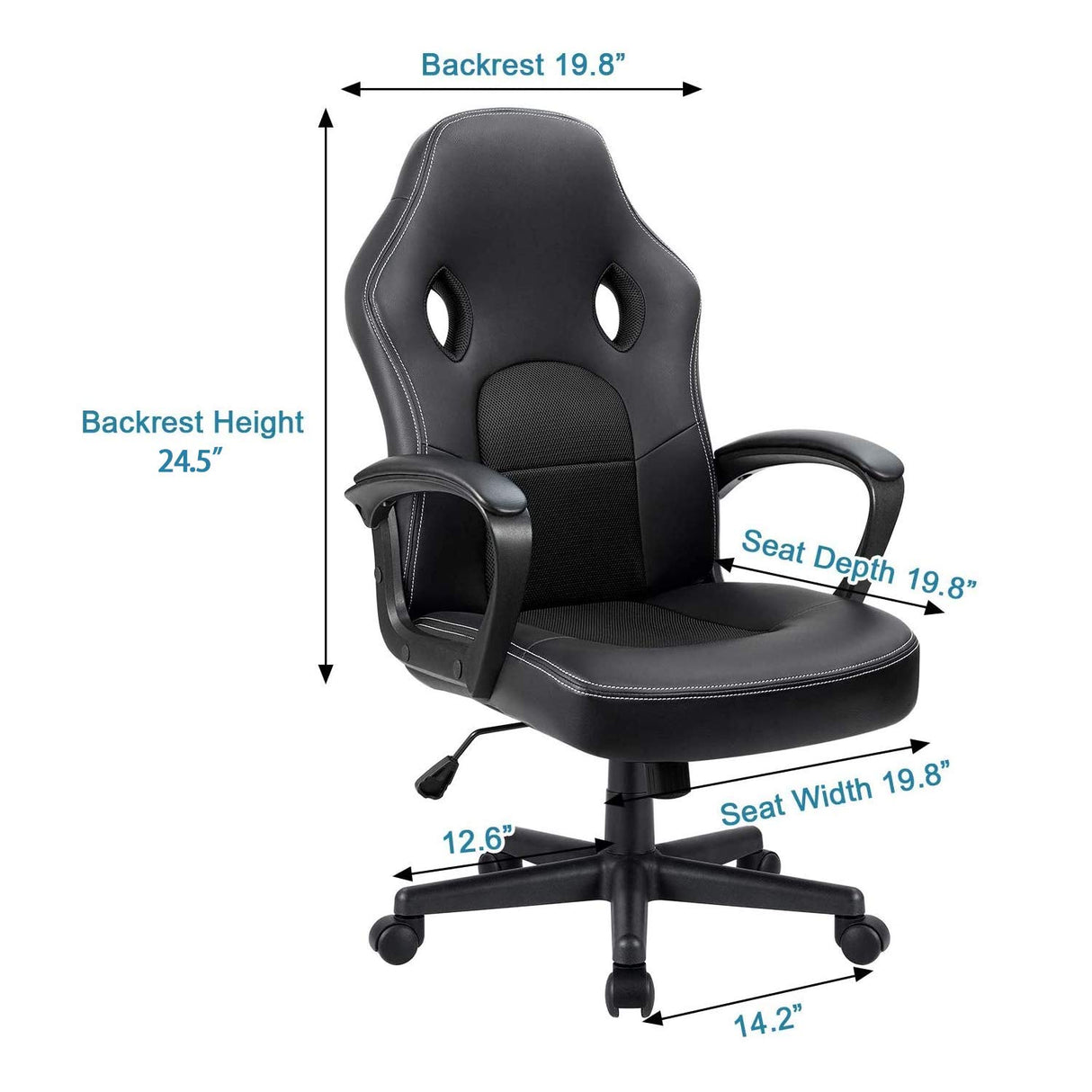 Furmax Gaming Chair Office Chair Leather Computer Desk Chair Racing Style Ergonomic Adjustable Swivel Task Chair with Lumbar Support and Arms (Black) Furmax