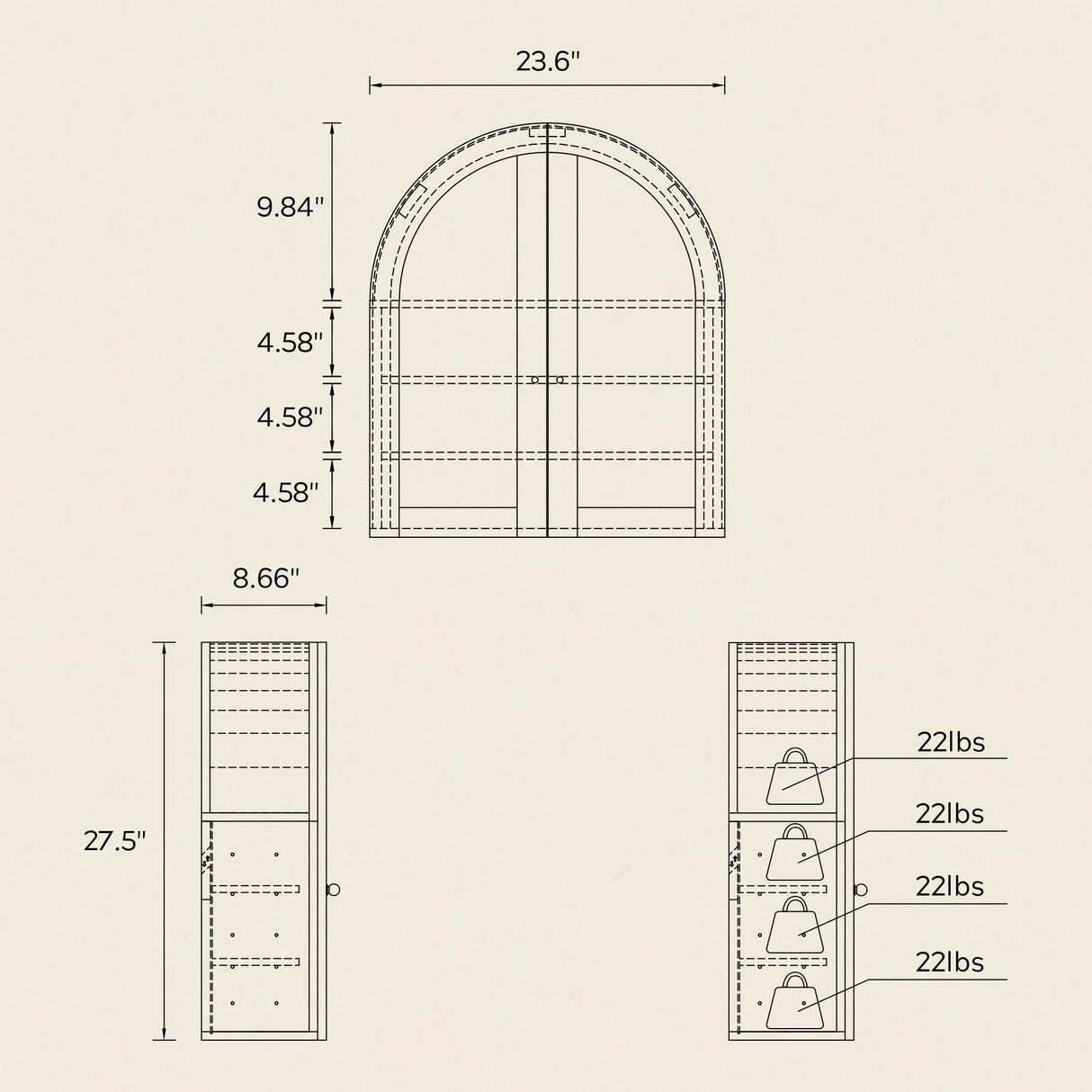 MoomJiee Large Arched Bathroom Wall Cabinet Modern Wooden Display Cabinet with Acrylic Doors Farmhouse Wall Mounted Cupboard Storage Organizer for Laundry Room, Dining Room, Black MoomJiee