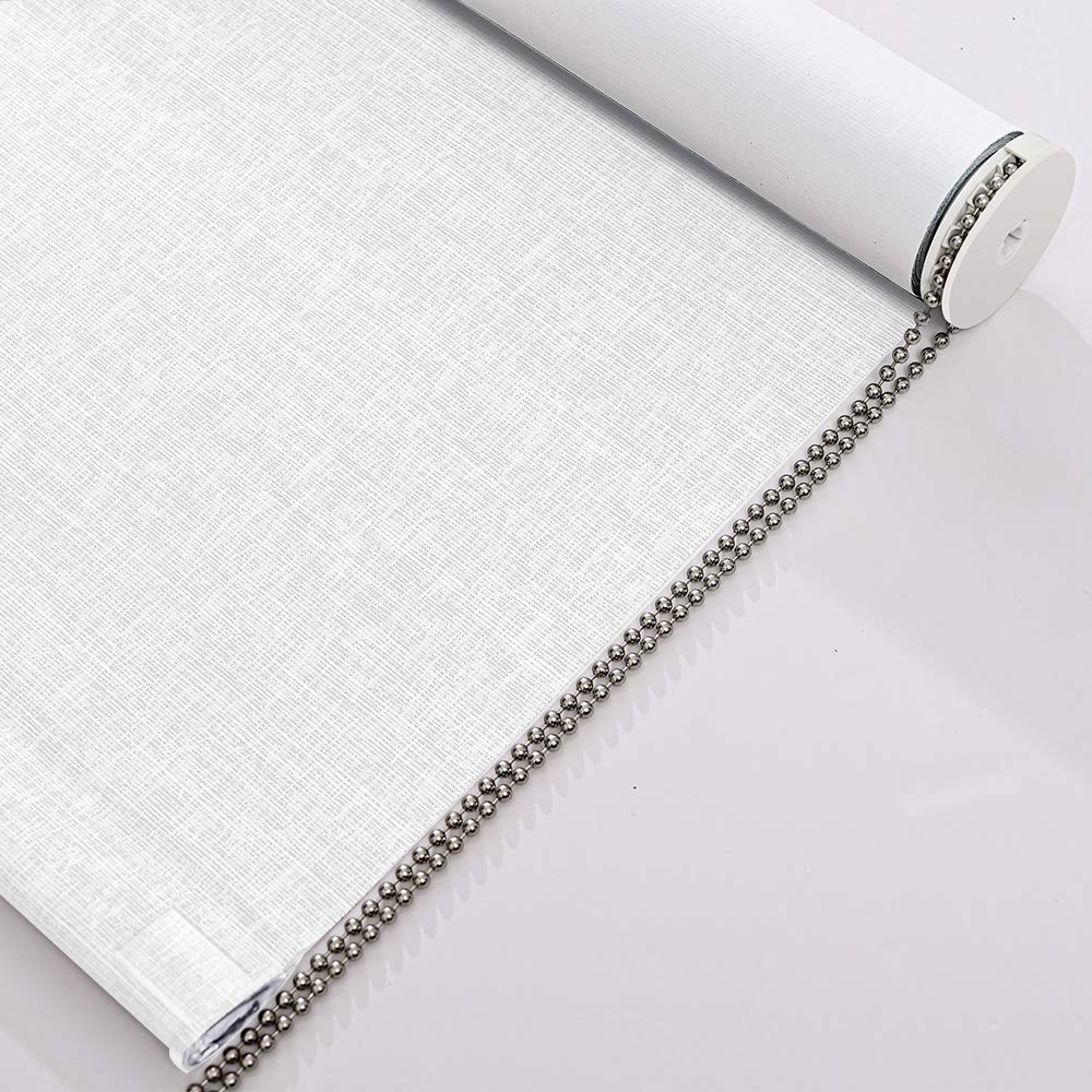 Persilux 100% Blackout Blinds for Windows (72" H x 35" W, White) Striped Jacquard Thermal Insulated Fabric Roller Shades UV Protection Privacy Window Blinds for Home Office, Easy to Install Persilux
