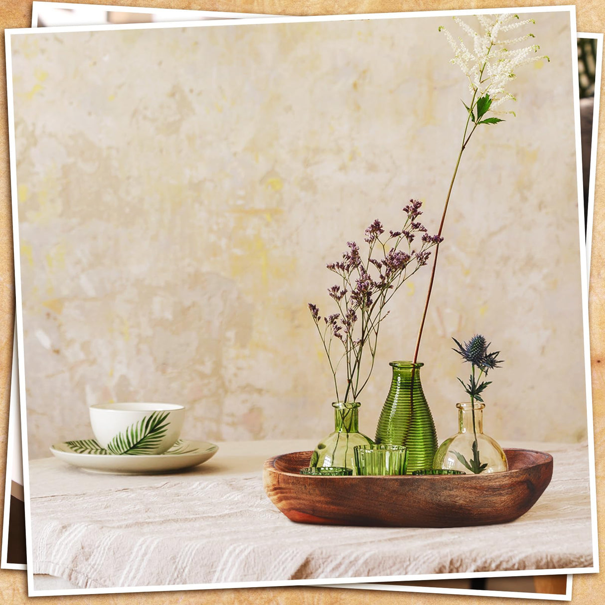 2 Pcs Wooden Dough Bowls for Decor Oblong Decorative Bowl Home Decor Fruit Vessel for Kitchen Counter Rustic Carved Serving Container Long Wooden Bread Tray for Dining Room Table(10 x 6 x 2 Inch) Unittype