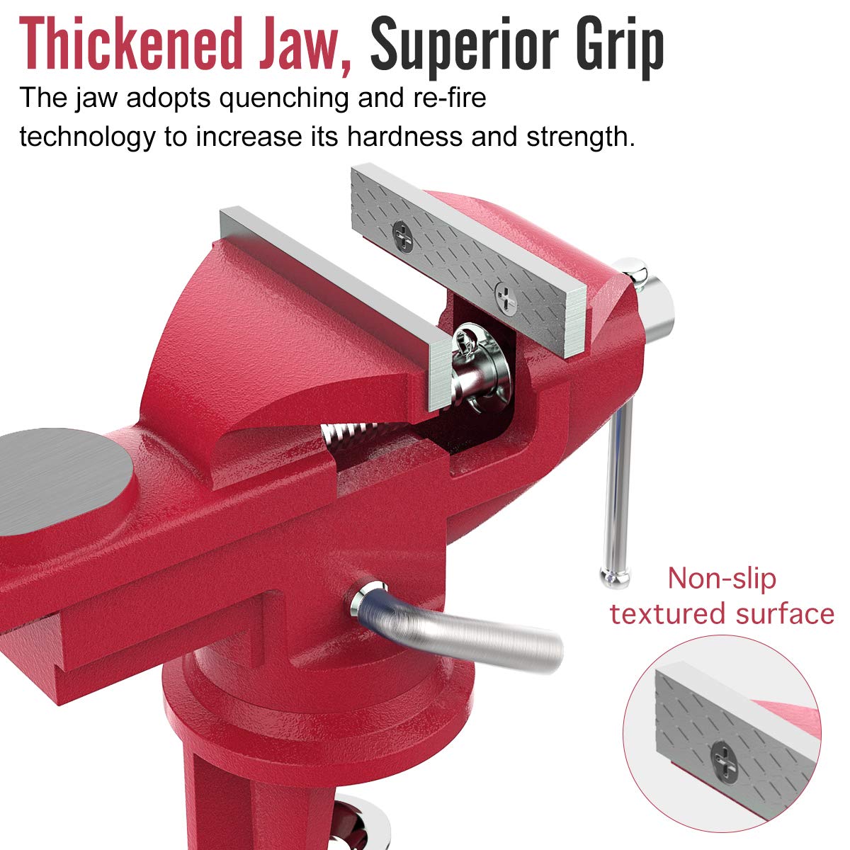 Housolution Universal Table Vise 3 Inch, 360°Swivel Base Bench Clamp Home Vise Clamp-On Vise Repair Tool Portable Work Bench Vise for Woodworking, Housolution