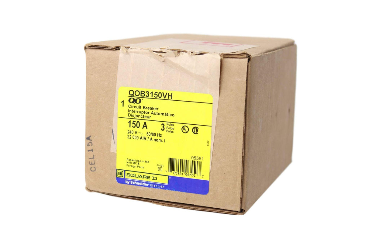 Square D QOB3150VH Circuit Breaker,150A,Bolt On,120/240V,3P Square D