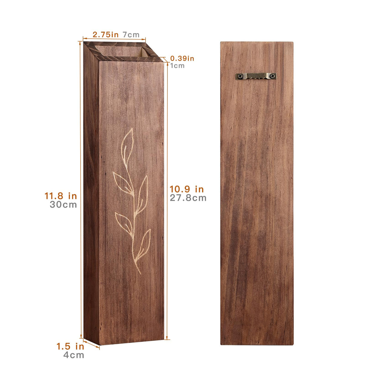 4 Pack Wood Indoor Wall Planter, Modern Wall Decor for Living Room Bedroom, Farmhouse Pocket Wall Vases for Dried Flowers and Faux Greenery Plants - Brown BOTOP