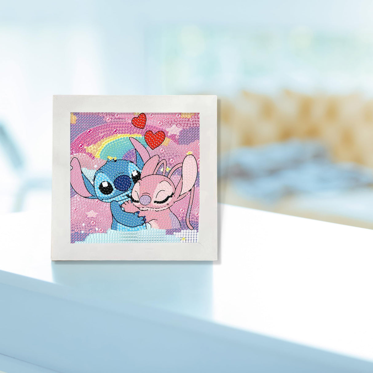 USACRAFT Cute Diamond Painting Kits Large 7x7 Natural Wooden Frame, Pre-Mounted Canvas, Sparkling Crystal Gems, Pen, Arts & Crafts Tray, Gum. Famous Characters, Adorable Animals (ST.Love) USACRAFT