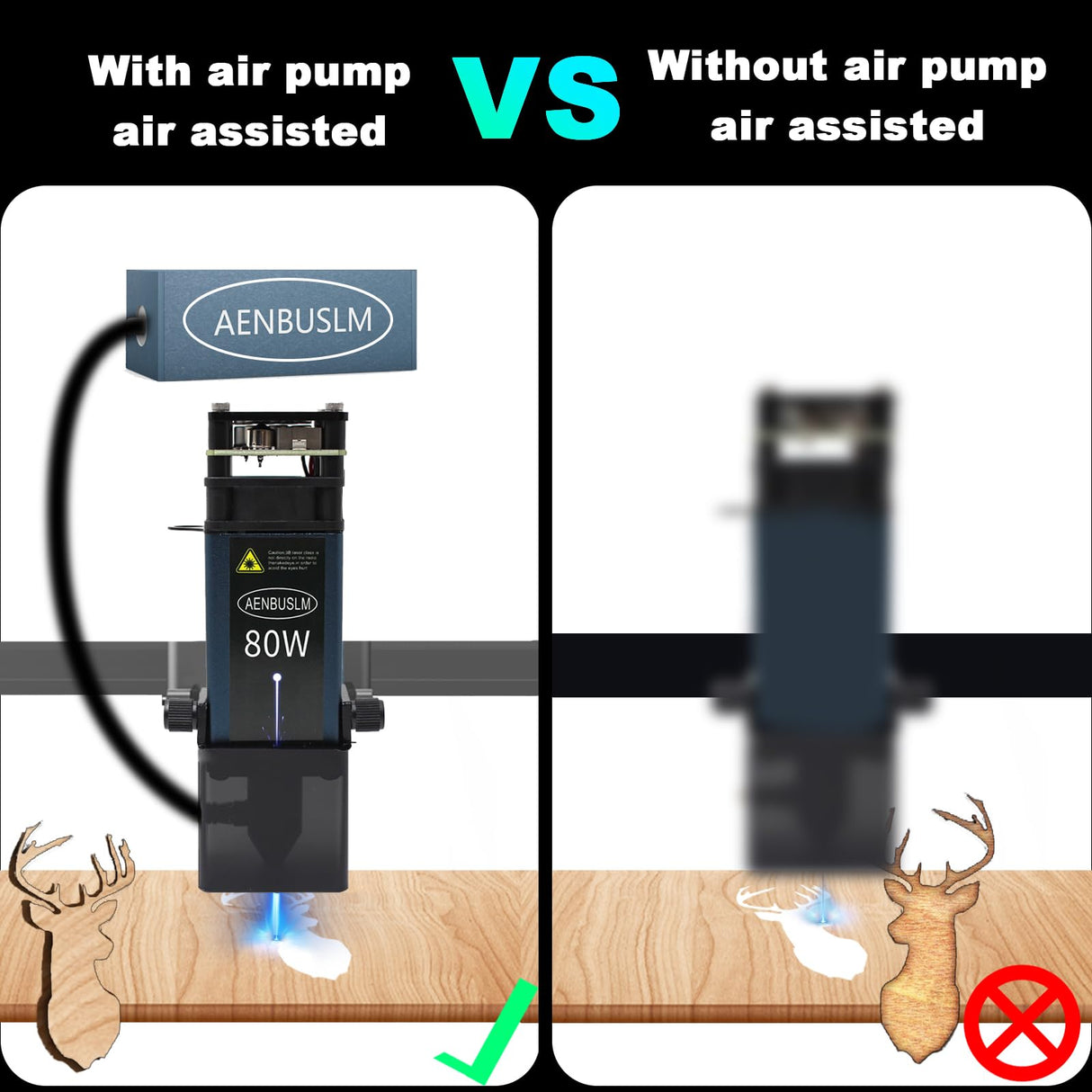 AENBUSLM 80W Laser Module,10W Output PowerLaser Engraving Cutting Module for Wood,Compressed Spot CNC Carving DIY Laser Master for Laser Cutter & Laser Engraver Machine - Laser Class:lV (24V) AENBUSLM