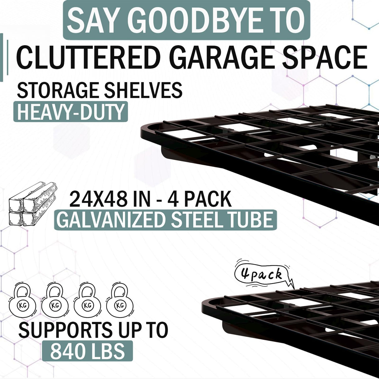 4-Pack 2x4ft Garage Wall Shelving, 4 Shelf Total 16 ft(L) Garage Shelving Wall Mounted, Heavy-Duty Storage Shelves, Perfect for Holding Storage Bins, Sporting Goods, Tools, and More Space-Saving ZoffyFabrizio