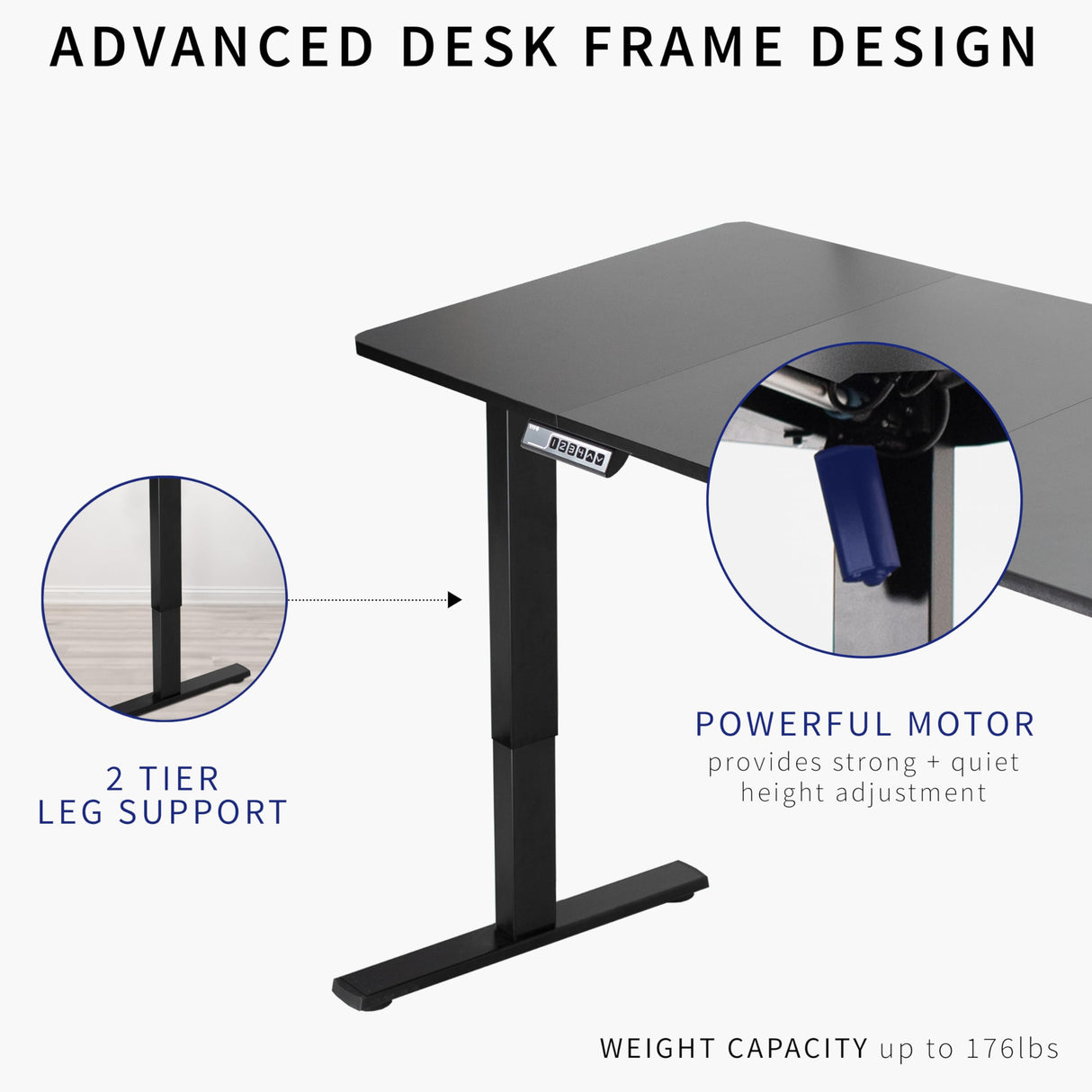 VIVO Electric Height Adjustable 60 x 30 inch Memory Stand Up Desk, Black Table Top, Black Frame, Standing Workstation with Preset Controller, 1B VIVO
