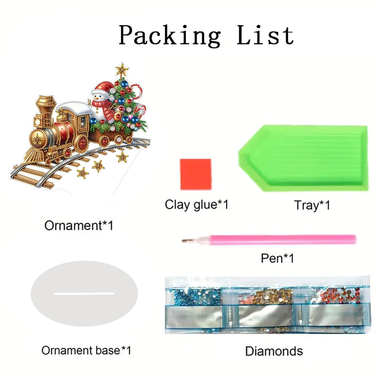Yimofy DIY Christmas Diamond Painting Desktop Ornament Kits, Double Sided Acrylic Train Christmas Tree Snowman Tabletop Decoration Diamond Art Painting Kit for Adults (Train) Yimofy