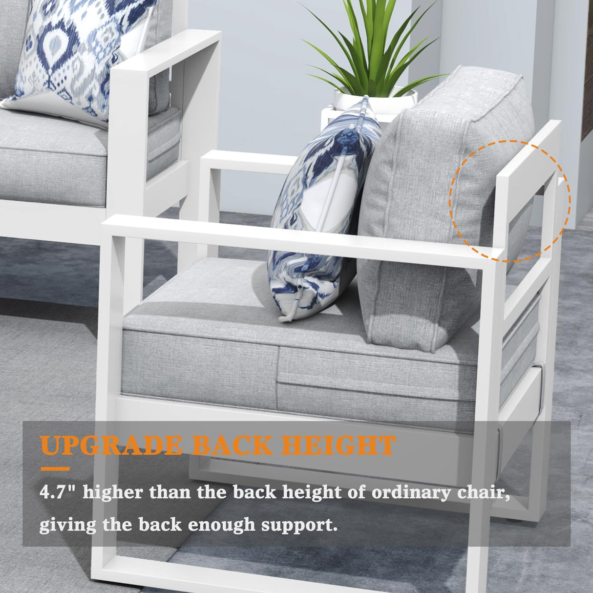 KHOLH 5 Piece Modern Aluminum Patio Furniture Set, Outdoor Patio Sectional Conversation Metal Seating Sets with Olefin Cushion and Coffee Table KHOLH