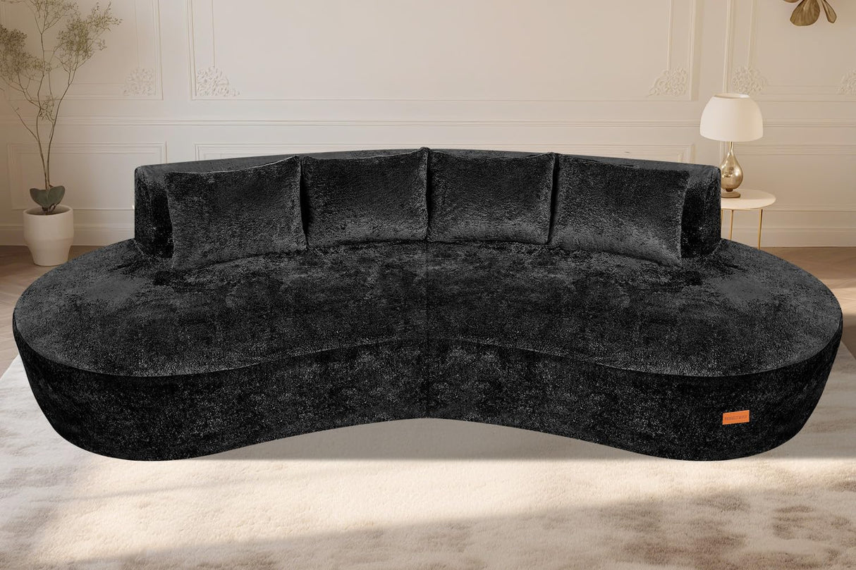 HABUTWAY 104'' Modular Sectional Sofa with Memory Foam Filled, Modern Curved Sofa Deep Seat Cloud Couch with 4 Pillows, No Assembly Required, Oversized Couches for Living Room Apartment Office, Black HABUTWAY