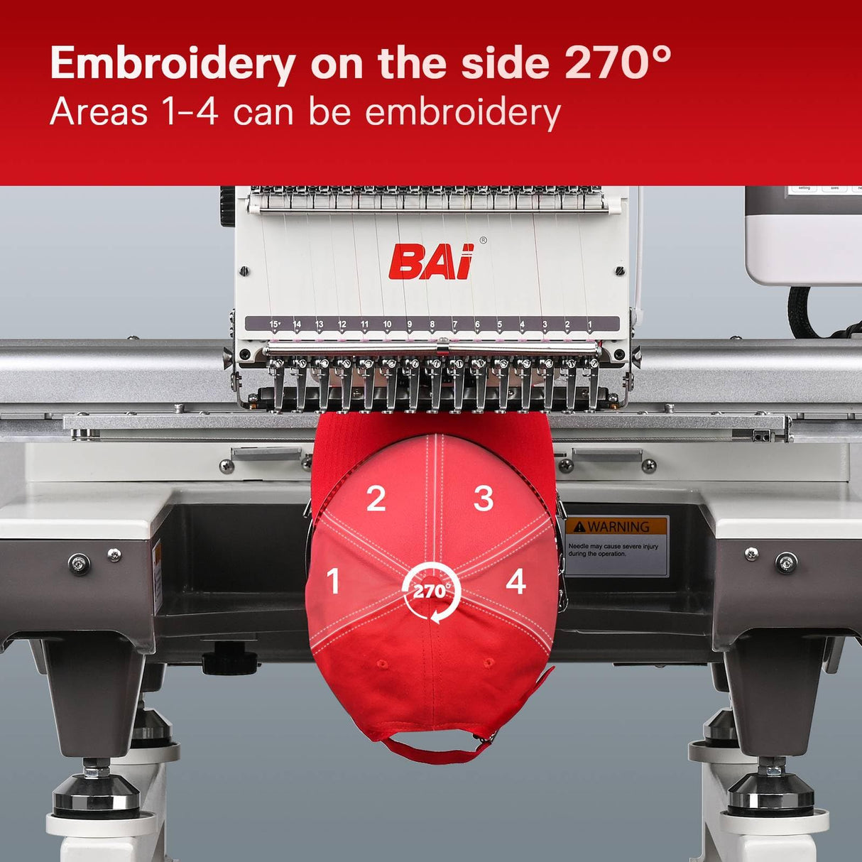 BAi The Mirror Embroidery Machine 20x14" Embroidery Area with 15 Needles,1200spm Max Speed Multi Needle Commercial Embroidery Machine for 3D Hats Clothing,Wifi Available 10" Touch Screen BAi
