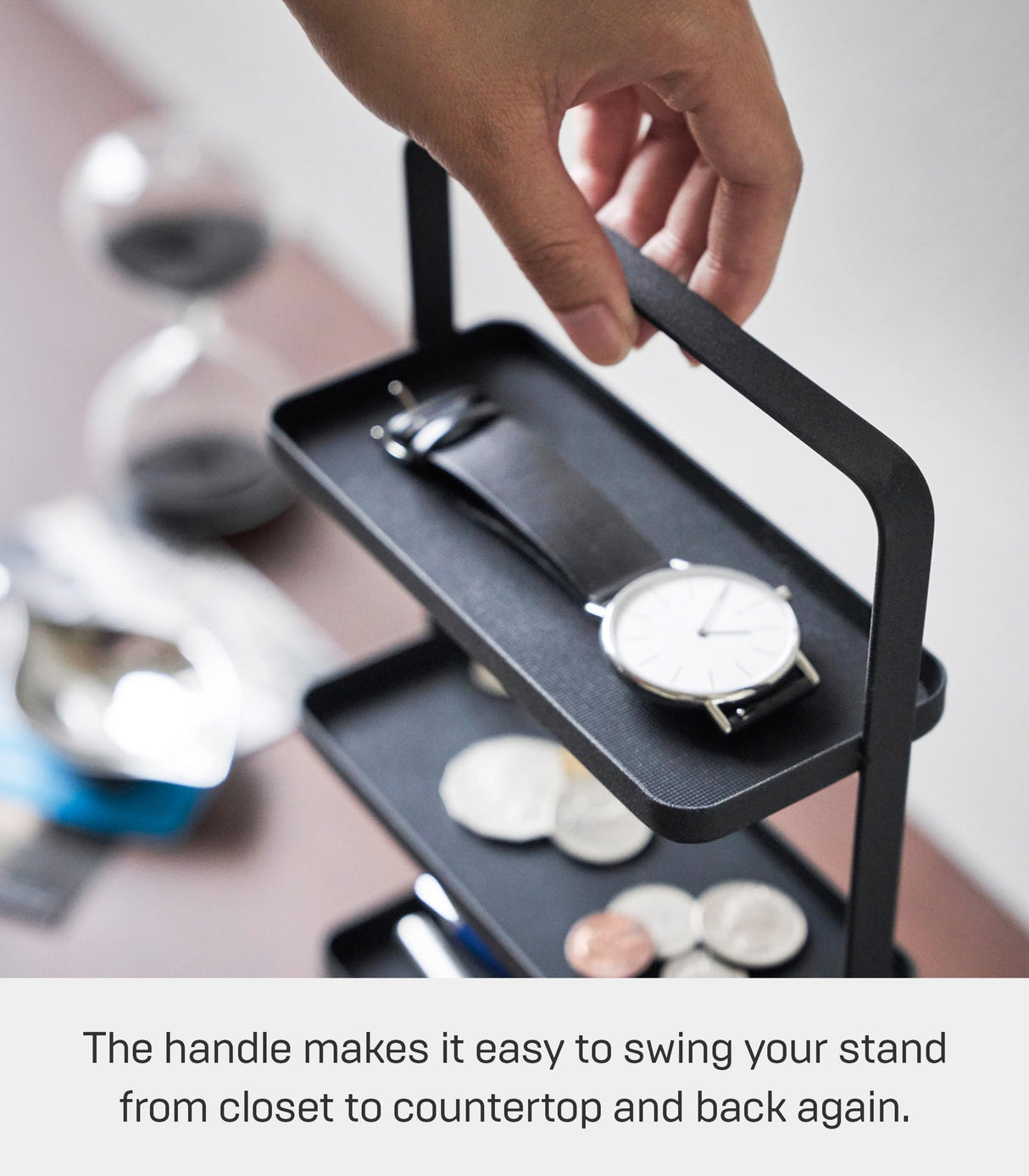 Yamazaki Home Tower 4-Tier Accessory Tray - Jewelry Holder & Storage Organizer - Steel, One Size, Black YAMAZAKI