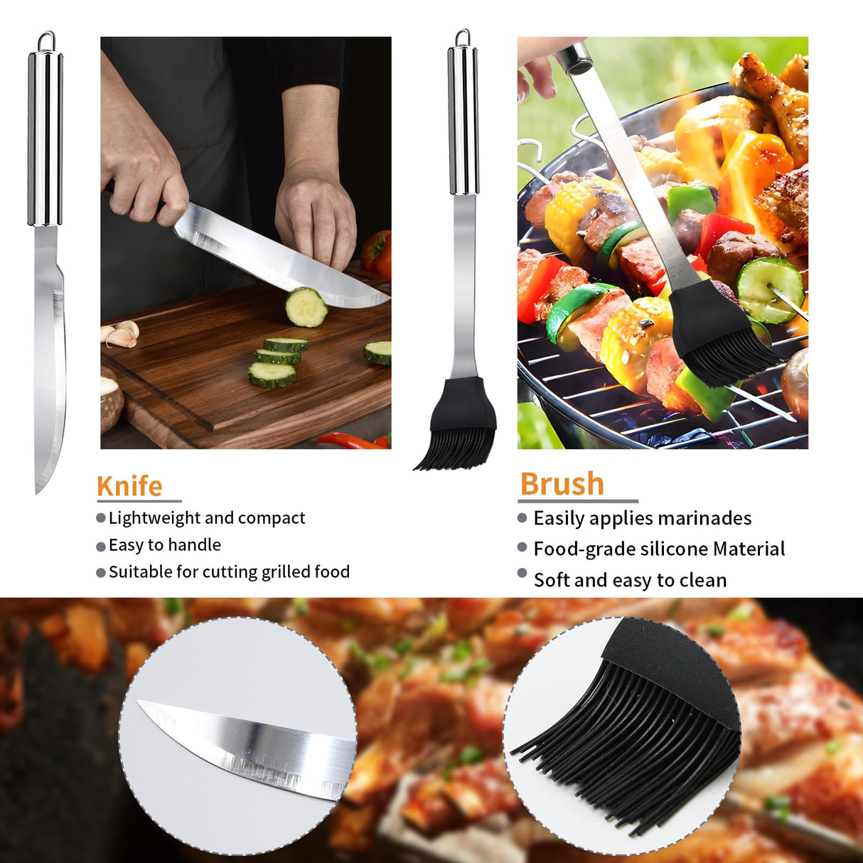 11Pcs Stainless Steel BBQ Grilling Accessories Set, Dad Gifts for Fathers Day Grilling Gifts,Portable Practical Grill Tools Utensils Kit with Storage Bag for Outdoor Grill Camping Backyard MUYFIO