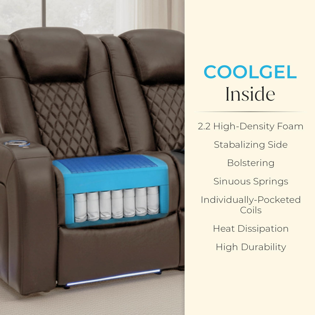 Seatcraft Anthem LT Zero-Gravity HeatZero Italian Leather Sofa w/Fold-Down Table Home Theater Seating, Heat & Massage, Power Headrest, Power Recline, Brown Seatcraft