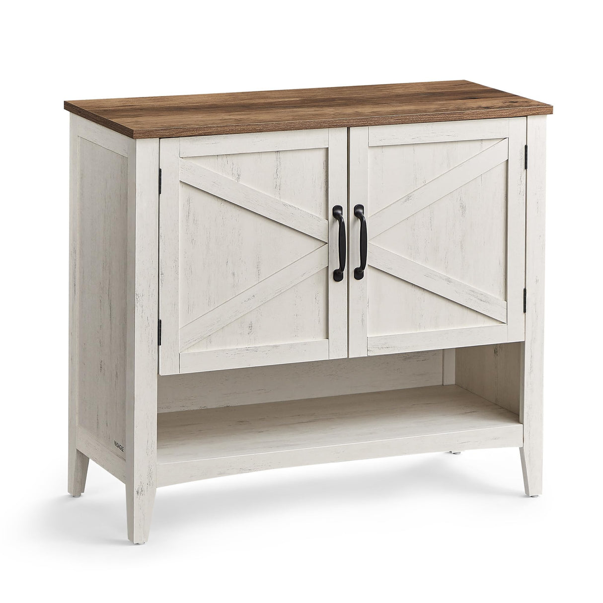 VASAGLE Shoe Cabinet, 3-Tier Shoe Storage Organizer, Farmhouse Freestanding Cabinet with Height-Adjustable Shelf, 13.8 x 31.5 x 27.6 Inches, Entryway, Rustic White ULBC038W01 VASAGLE