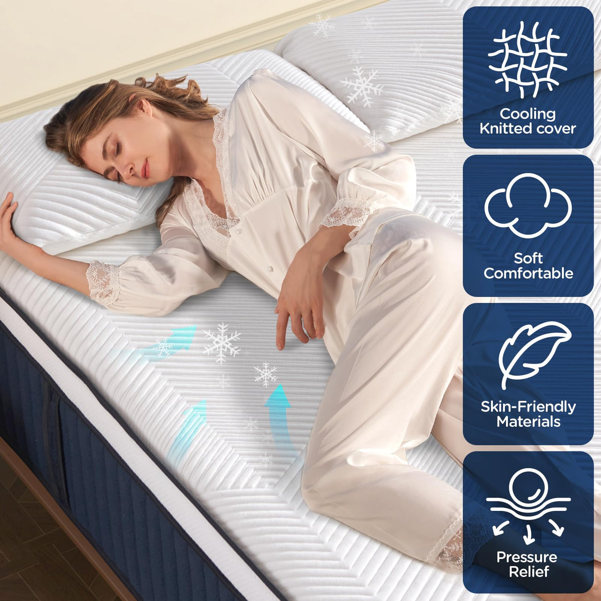 DIGLANT 14Inch Hybrid Soft Medium Plush Memory Foam Mattress, Queen Size with 7-Zone Pocket Springs, CertiPUR-US Certified DH DIGLANT HOME