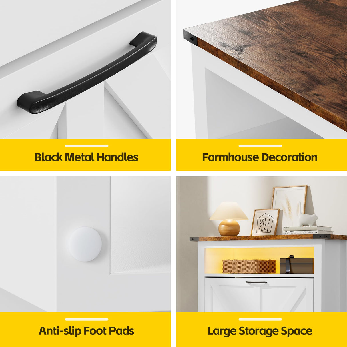 MU Shoe Cabinet with 2 Flip Drawers & Open Storage Space, Entryway Shoe Storage Cabinet with LED Light, Hidden Shoe Organizer for Entryway, White MU