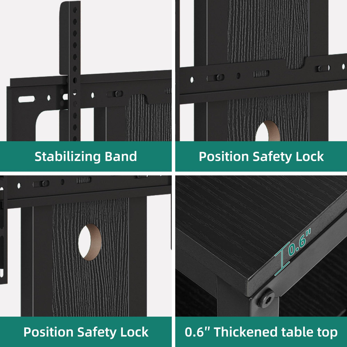 YITAHOME Black TV Stand with Mount, Modern TV Stand for 70/65 inch TV LED Entertainment Center with Adjustable Mount & Power Outlet, TV Console Cabinet, Black YITAHOME