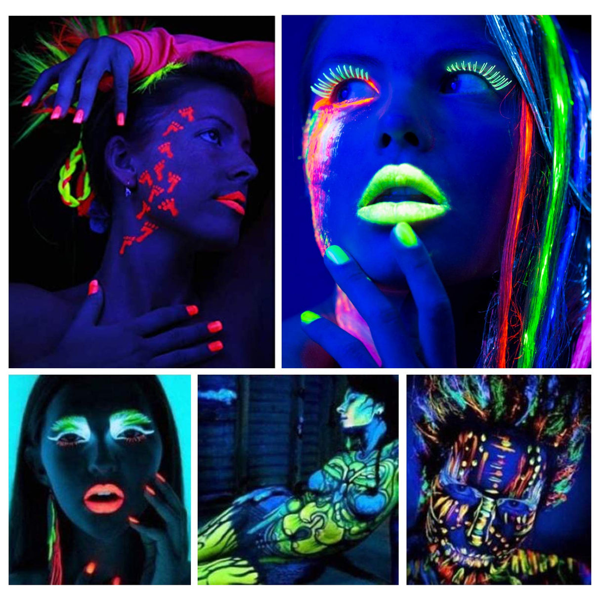 Glow in The Dark Powder Pigment with Flashlight, 120g Luminous Powder Dye Set, 20 g/0.7oz Each, Neutral and Fluorescent Colors for Various Activities, Evening Parties, Halloween, Nail Art, Crafts SEISSO