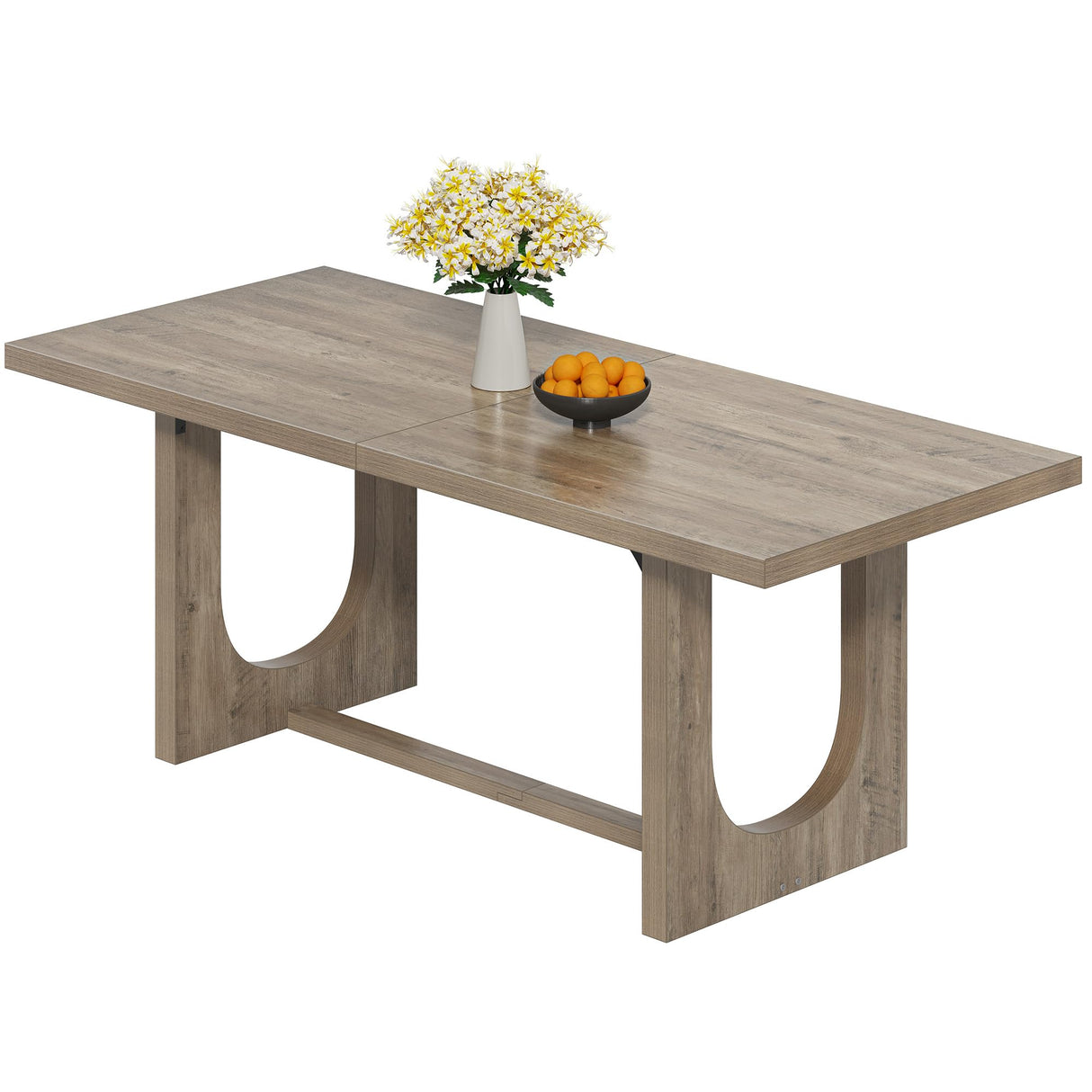 DWVO Dining Room Table for 6-8 People 70.86" Large Rectangle Dining Table Farmhouse Kitchen Table with Heavy Duty Wooden Base Rustic Dinner Table for Apartment Living Room Grey Oak DWVO