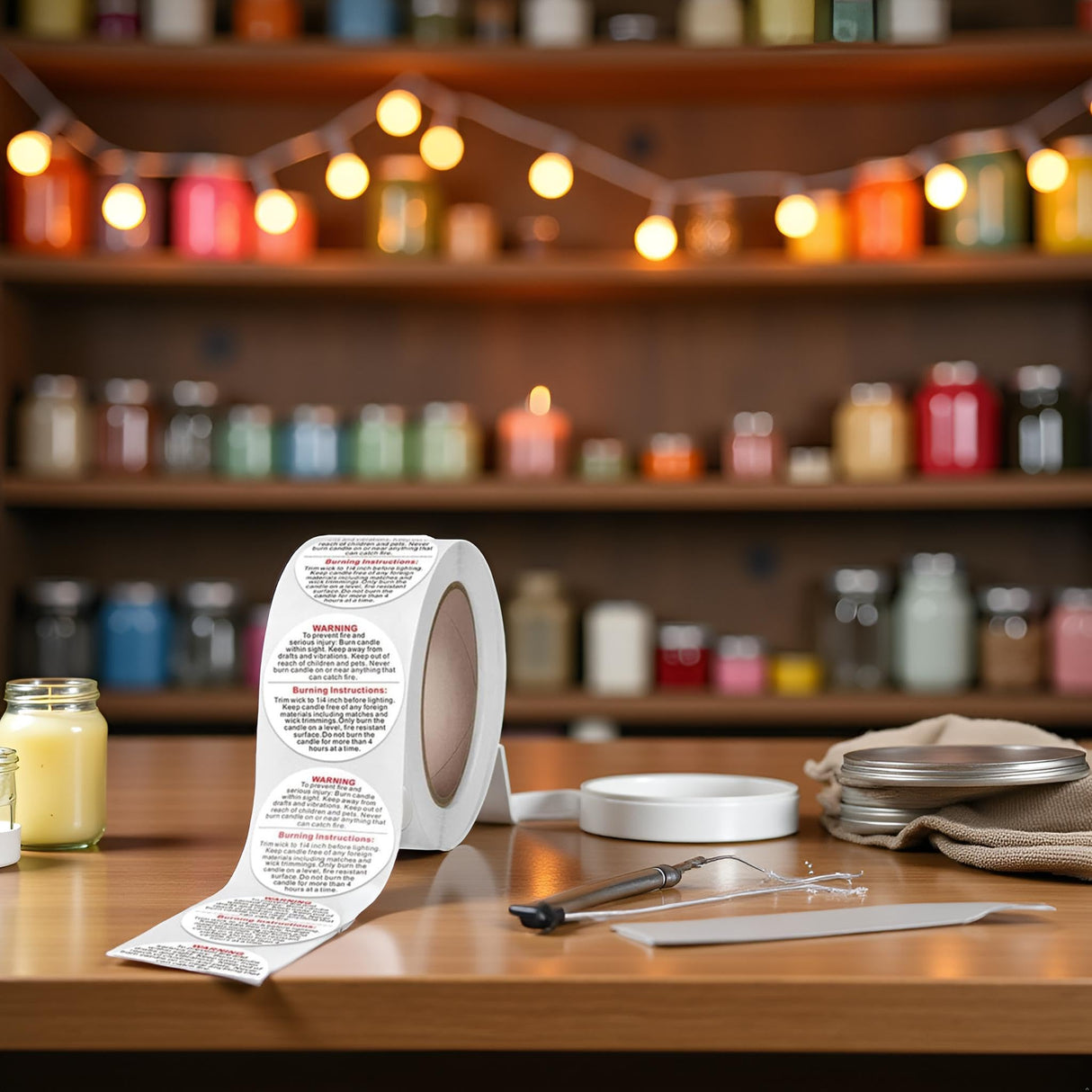 Galyacht 500Pcs White Candle Warning Labels, Candle Jar Container Stickers Candle Safety Stickers for Candle Making DIY Candle Jars and Tins Crafting Arts Galyacht