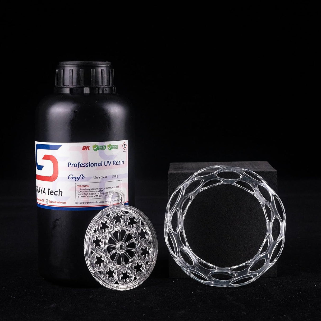 Siraya Tech Craft Ultra-Clear 3D Printer Resin - High Transparency, Non-Yellowing, 405nm Rapid Curing for LCD/DLP/8K 3D Printers, Designed for Craft Projects (1kg, High Clear) Siraya Tech