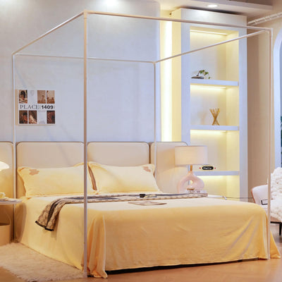 AIKASY Premium Canopy Bed Frame Post for Twin Size Beds, Enhanced Metal Poles, Four Corner Bed Brackets, Ideal for Metal and Wood Bed Frames, Bedroom Decor Upgrade (White, Twin)