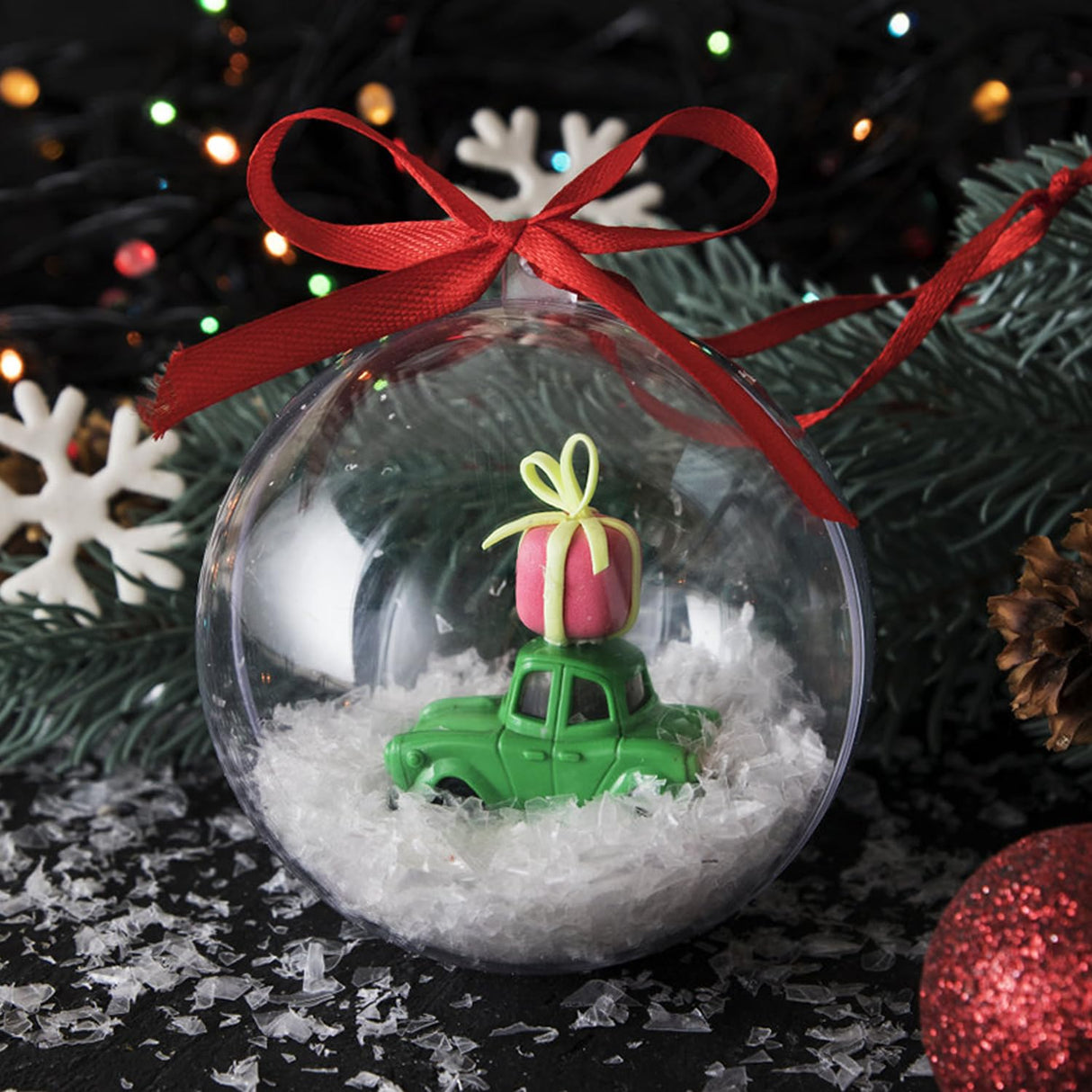 25 Sets Clear Fillable Ornaments Ball in 5 Different Size,Transparent DIY Craft Ball,Plastic Acrylic Fillable Ball for Halloween Christmas Decor Haawooky