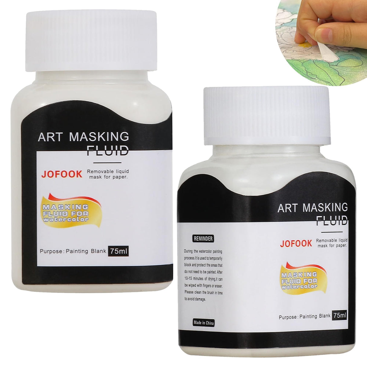 JOFOOK 150-Milliliter Watercolor Art Masking Fluid,For Ink-Watercolor-Gouache-Painting & Illustration,Two Bottles JOFOOK