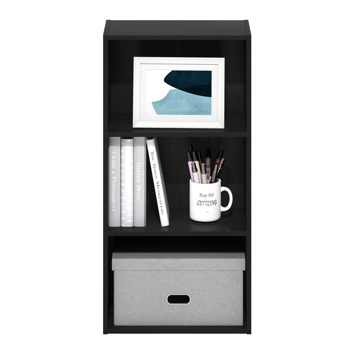 Furinno Luder 3-Tier Open Shelf Bookcase, Blackwood Furinno