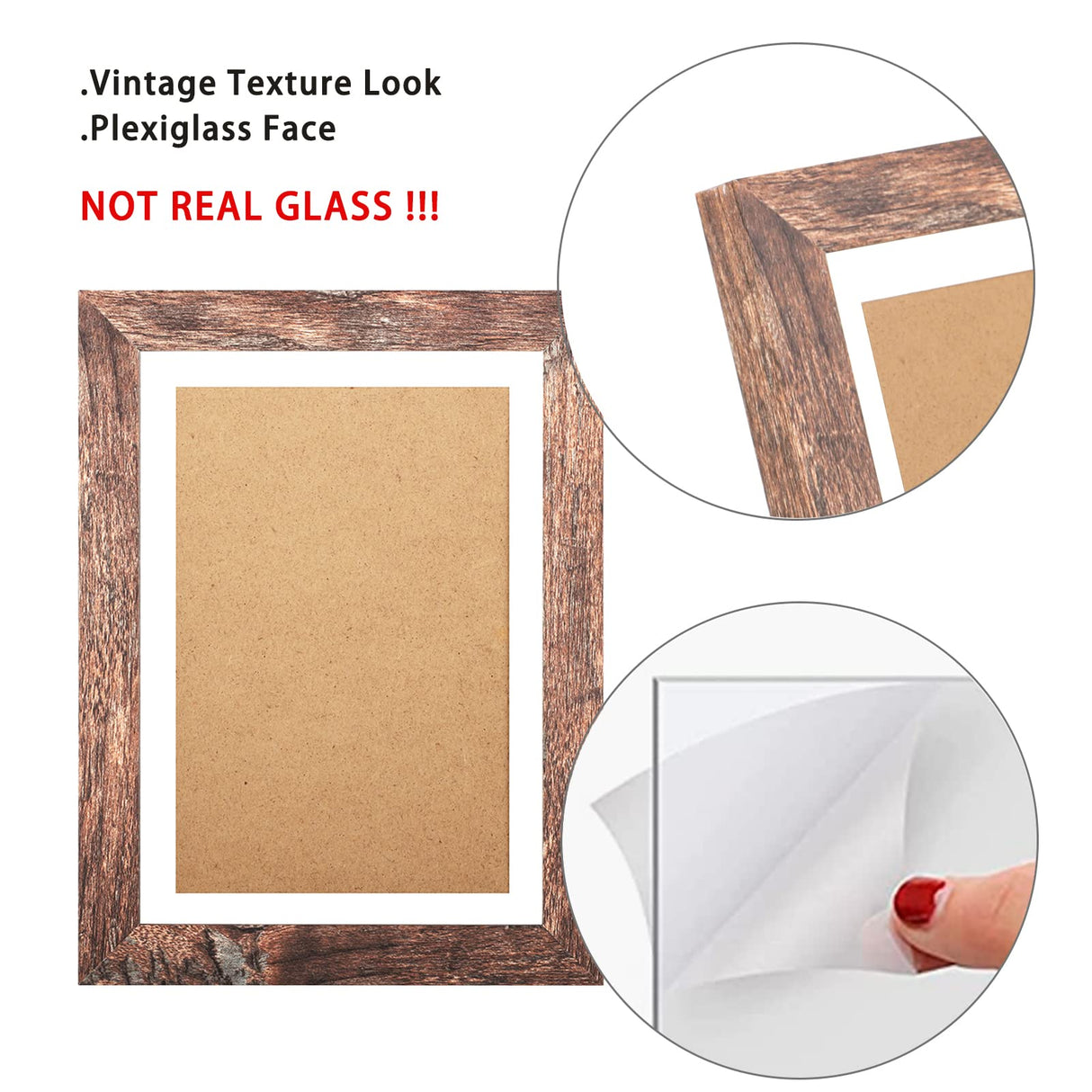 TOFOREVO Picture Frames 5x7 Set of 2 Rustic Wood Grain Photo Frame for Gallery Wall Mounting or Tabletop Display TOFOREVO