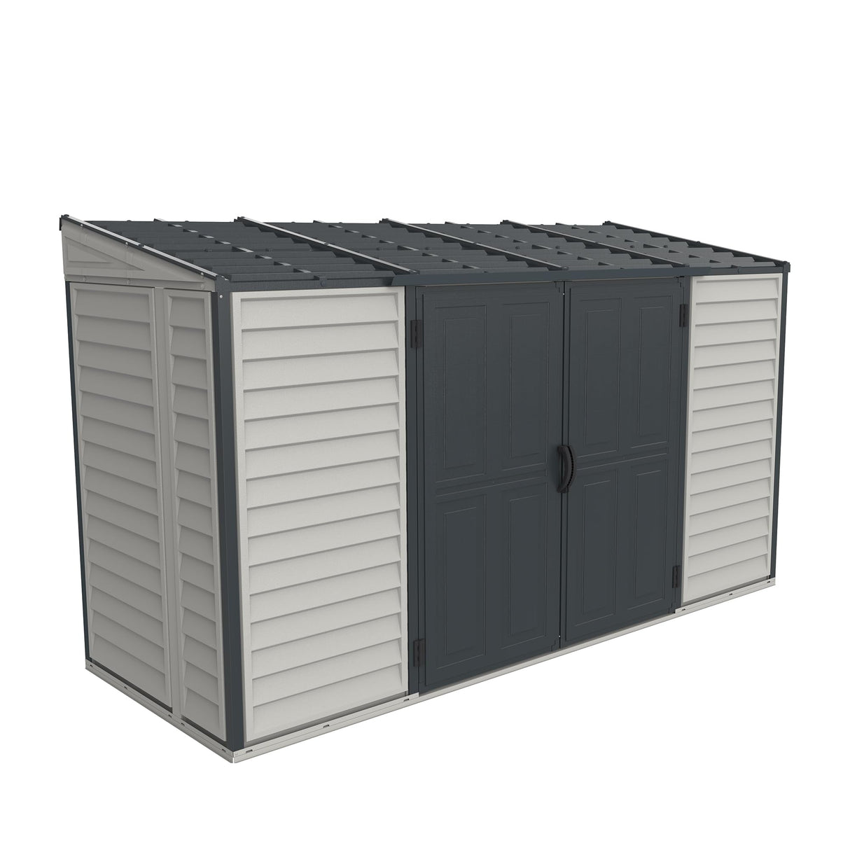 Duramax SideMate Plus 10x4 Vinyl Shed with Foundation Kit – Maintenance-Free Outdoor Storage Shed with Double Doors, Reinforced Metal Frame & Vents – Ideal for Side of House DURAMAX