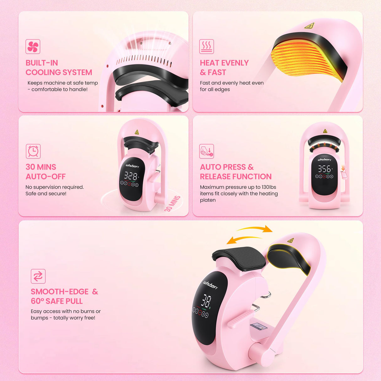 Whubefy Auto Hat Heat Press Machine, 3-in-1 Hat Press Heat Machine for Caps with 3 Platens, Blank Cap, Gloves, Automatic Open/Release, Heat Transfer Cap Heat Press HTV Iron On for Vinyl, Sublimation Whubefy