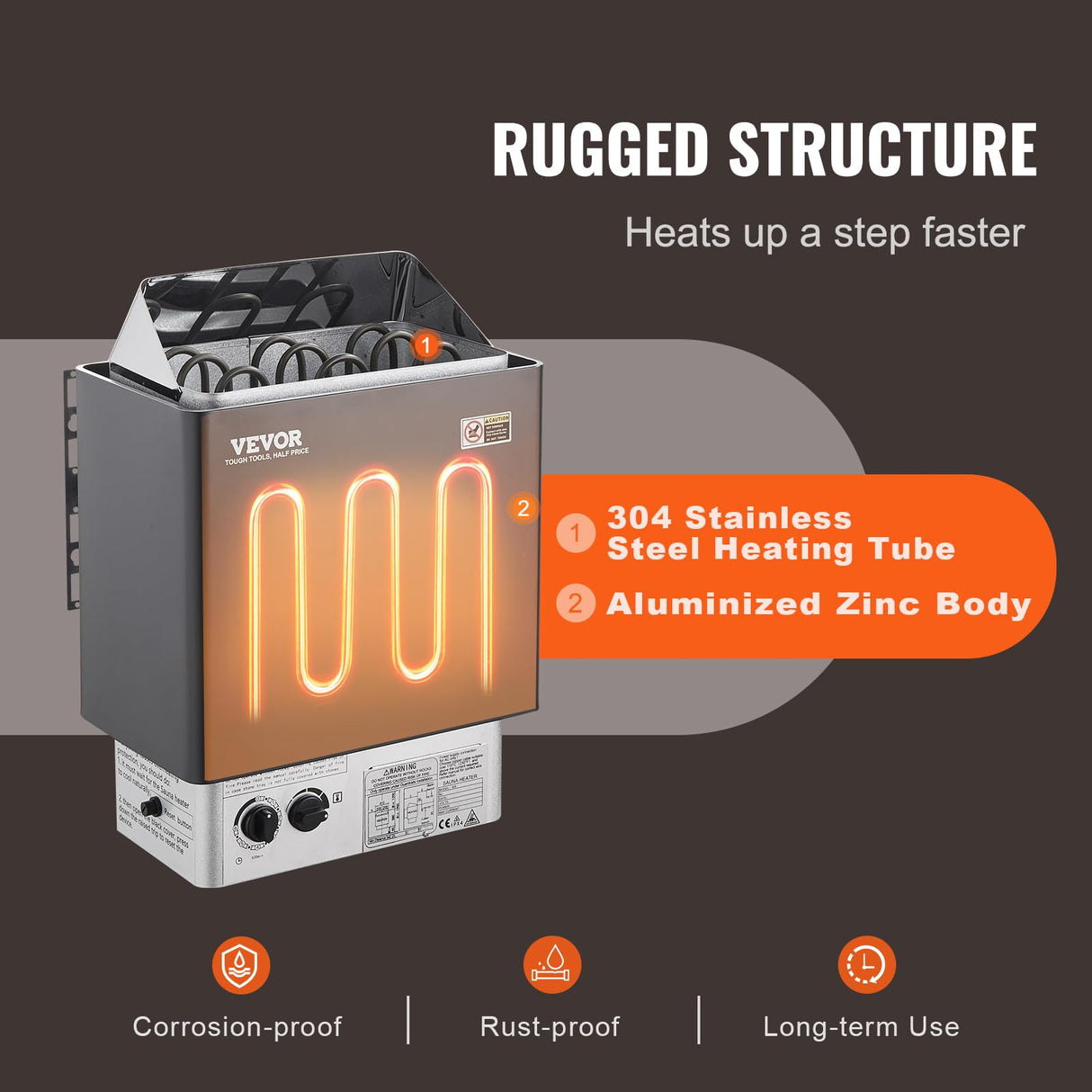 VEVOR Sauna Heater,220V Electric Sauna Stove, Steam Bath Sauna Heater 3h Timer and Adjustable Temp for Max. 176-318 Cubic Feet, (4.5KW) FCC Certification VEVOR