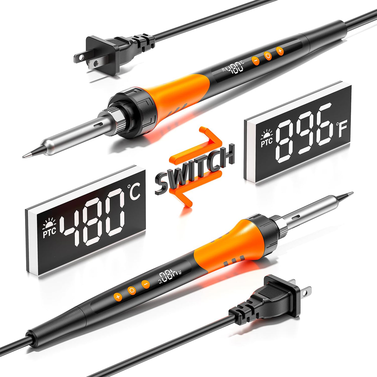 90W 110V LCD Soldering Iron, Soldering Iron Kit, 10-in-1 Soldering gun Tool, 5 Soldering Iron Tips, Solder Wire, Solder Paste, Adjustable Temperature Range 180-480°C MEAKEST