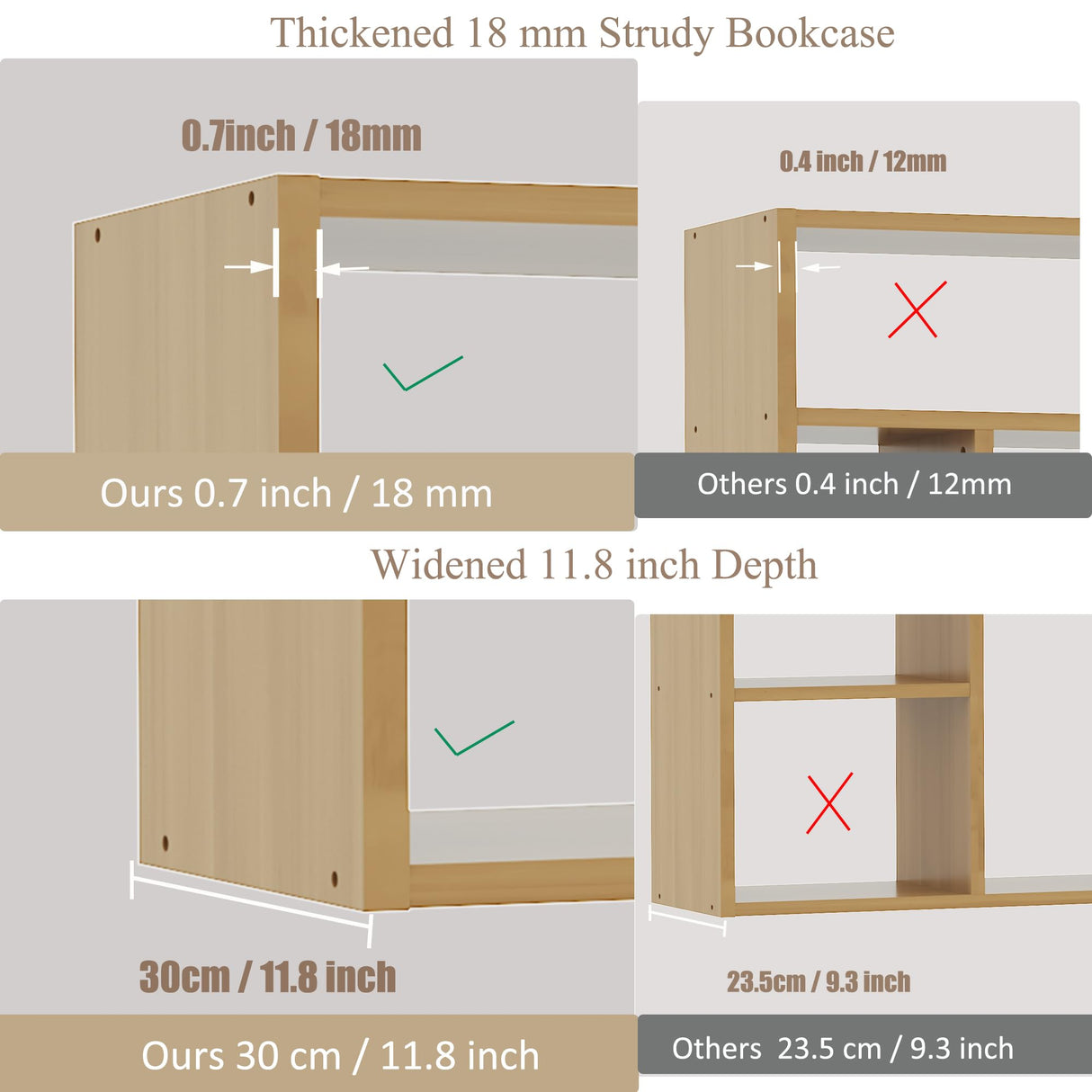 BLANKSPACE 71 Inch Tall Wooden Bookcase, 6-Tier Heavy Duty Storage Shelf with Foldable Storage Baskets - Freestanding Open Shelves for Living Room, Bedroom, Yuzu Oak BLANKSPACE