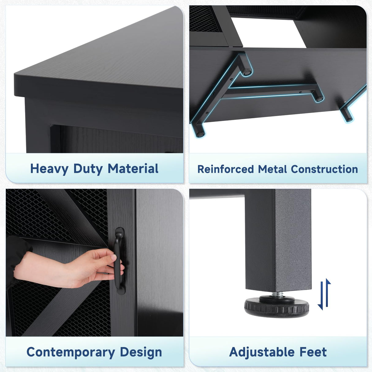 Verano 55-75 Gallon Aquarium Stand with Storage Cabinet, Fish Tank Stand with Power Outlets & LED Light, Wooden Turtle Tank 52 inch x 19.7-inch Desktop, Heavy Duty Metal Frame,1100LBS Capacity (Black) Verano Garden