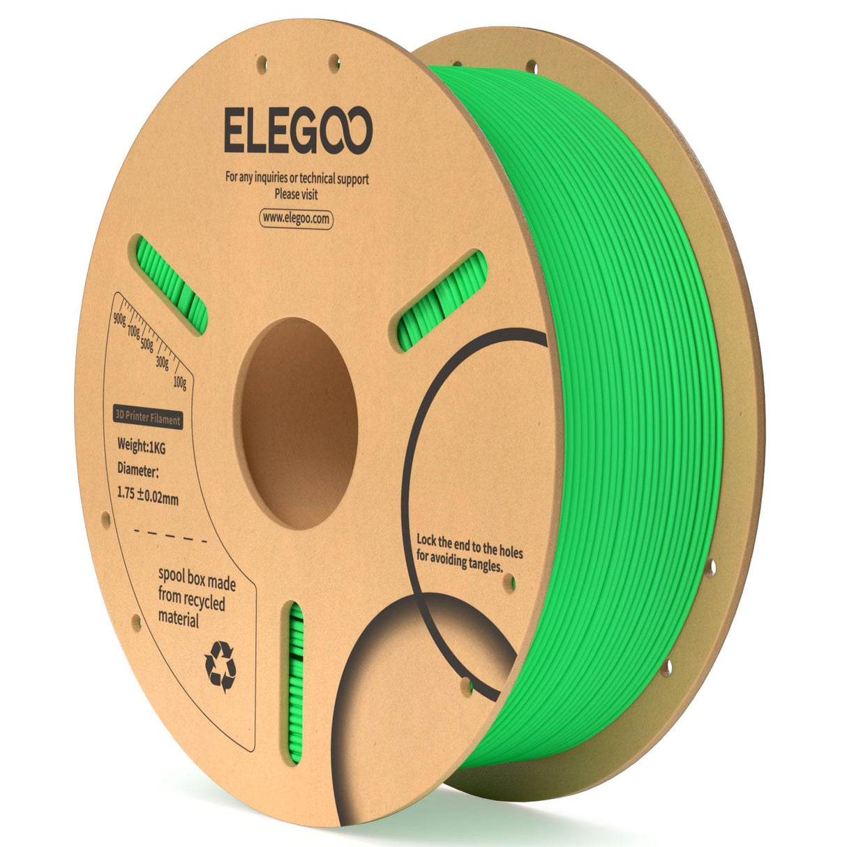 ELEGOO PLA Filament 1.75mm Neon Green 1KG, 3D Printer Filament Dimensional Accuracy +/- 0.02mm, 1kg Cardboard Spool(2.2lbs) 3D Printing Filament Fits for Most FDM 3D Printers ELEGOO