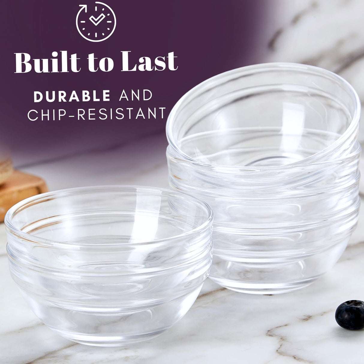 Osnell USA Ingredient Bowls for Prep, 4 oz Small Glass Bowls, Microwave and Dishwasher Safe - Glass Ramekins Mise en Place Bowls Pack of 6 Osnell USA