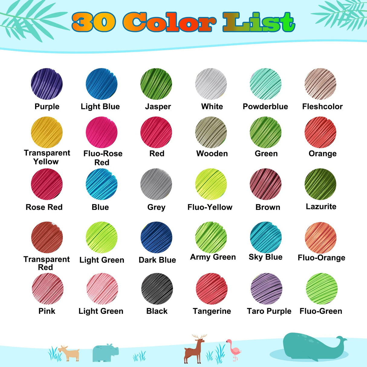 Yungden 1.75mm 3D Pen Filament Refills, 30 Colors 3D Pen Colors, Each Color 10 Feet, Total 300 Feet, Compatible with MYNT3D and SCRIB3D 3D Pens, Not Used for 3Doodler Pen (3D Pen Not Included) Yungden