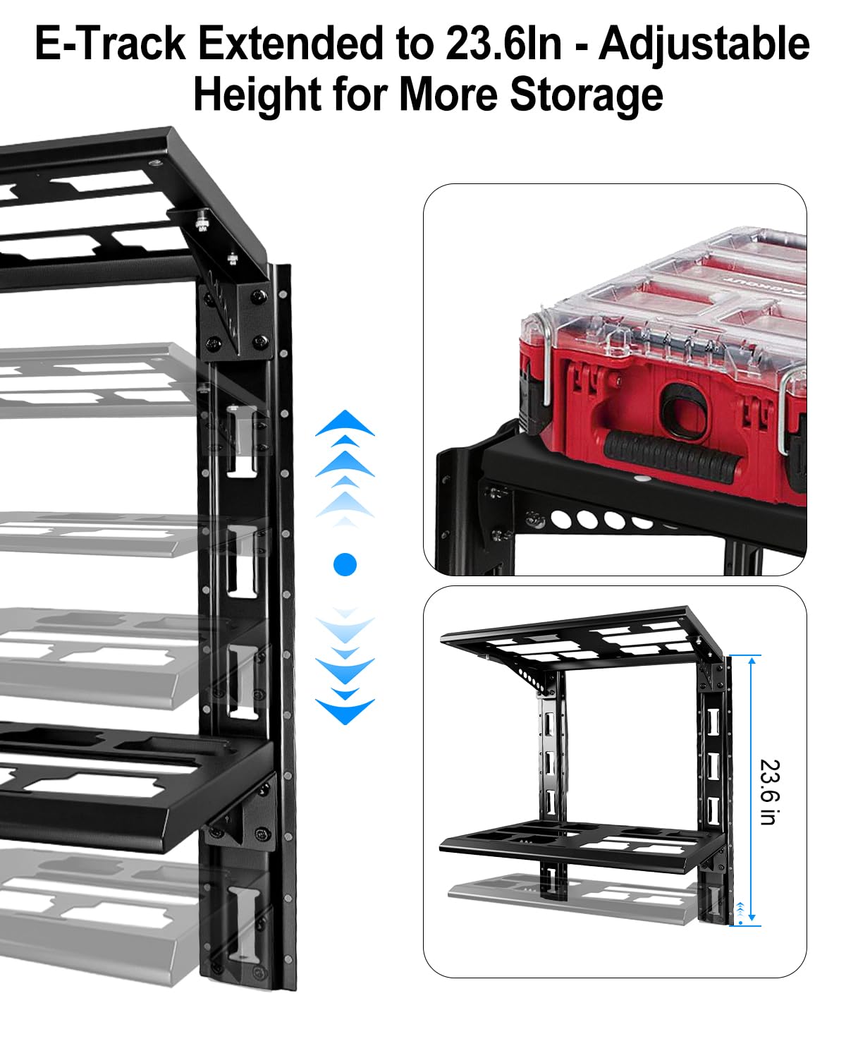 HZSIFU Heavy Duty Racking Kit Compatible with Milwaukee Packout, 80 lbs Load Capacity Shelf Wall Mount, 2-Shelf Shelves for Truck Trailer Garage Workshop HZSIFU